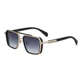 2025 vintage square frame sunglasses for men with gold and black double bridge design - Gold Frame Gradient Gray Lens