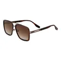 Retro-Pilotenbrille in Quadratform mit braunen Verlaufsgläsern und Metallrahmen - Dunkler Tee Schildpatt (C2)