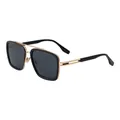 Vintage-Sonnenbrille im Quadratform mit Doppelsteg und schwarz-goldenem Metallrahmen - Poliertes Schwarzgold (C1)