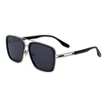 Lunettes de soleil rétro carrées à double pont pour hommes avec monture noire et argent - Argent Noir (C4)