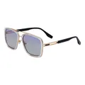 Lunettes de soleil aviateur carrées avec monture transparente et verres dégradés bleus - Or Transparent Revêtement Bleu (C6)