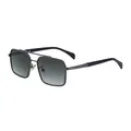 Men's square aviator sunglasses with green gradient lenses and double bridge metal frame - Gunmetal Frame Gray Green