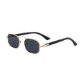 Occhiali da sole vintage con montatura quadrata in metallo e lenti esagonali scure da uomo - C2 Nero Sabbia Aste Dorate Grigio