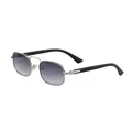 Retro square sunglasses with silver metal frames and dark gray gradient lenses for men - C7 Sand Black Silver Legs Gradient Grey