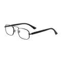 Classic matte black square metal frame sunglasses for men with minimalist rectangle design - C8 Glossy Black Frame Clear Blue Light Blocking Lens