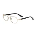 Retro gold square metal frame sunglasses with black temple tips and vintage style - C9 Glossy Black Legs Gold Frame Clear Blue Light Blocking Lens