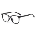 Classic black square frame glasses for men with a minimalist 2025 stylish optical design - Bright Black