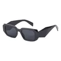 Chic black square sunglasses with thick wide temples and dark lenses for women - Glossy Black