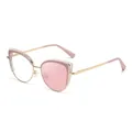 Gafas de sol cat-eye rosa con montura de metal dorado y patillas transparentes en capas - Montura Rosa se Vuelve Rosa