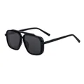 Klassische schwarze quadratische Polarisations-Sonnenbrille mit stilvollem Doppelsteg-Design - Matt Schwarz Rahmen Graue Gläser (C5)