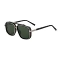 Lunettes de soleil carrées en écaille pour hommes avec verres vert foncé et pont argenté - C6 Vert Écaille Monture Argent Verres Vert G15