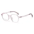 Stijlvolle transparante lichtroze vierkante optische bril met J10024 gravure - C3 Transparant Roze