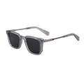 Lunettes de soleil carrées avec monture gris mat transparent, branches en métal et verres noirs - C7 Polarisé Gris Transparent Mat Argent Gris