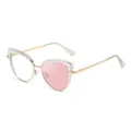Cat-eye bril met gouden metalen montuur en tweekleurige heldere en roze lenzen - Transparant Montuur Wordt Roze