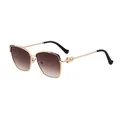 Occhiali da sole cat-eye in metallo da donna con lenti sfumate marroni e montatura dorata - Montatura Oro Lente Tè Sfumato (WF-5G331)