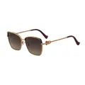 Lunettes de soleil œil de chat avec monture en métal doré et verres dégradés marron chic - Monture Dorée Verre Thé Gris Dégradé(WF-5G331)