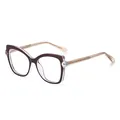 Women's cat-eye optical glasses in coffee brown and transparent frame with gold temples - Red Brown (C5)