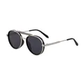 Gafas de sol vintage montura de metal plateado doble puente con lentes redondas oscuras - Estilo C1 (C1) / Montura Plateada Lentes Grises