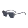 Quadratische, mattgraue Sonnenbrille für Herren mit strukturierten Metallbügeln und Gläsern - C7 Polarisiert Matt Transparent Grau Silber Grau