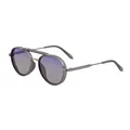 Lunettes de soleil ovales rétro avec monture en métal gris et verres dégradés violets - Monture Gunmetal Clair Verres Dégradé Gris Bleu