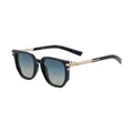 Occhiali da sole poligonali moderni con montatura nera e lenti sfumate oro metallo - C2 Nero Lucido Oro Blu Marrone Sfumato