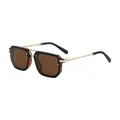 Lunettes de soleil vintage carrées avec monture bicolore noir-marron et branches dorées - C19 Bicolore Thé Foncé Or Verre Thé Complet