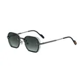 Modern square gunmetal frame sunglasses with deep green gradient lenses for men - C4 Gunmetal Gray Green