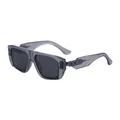 Fashionable square sunglasses with transparent grey frame and dark grey lenses for men - C8 Matte Transparency Gray Gunmetal Full Gray