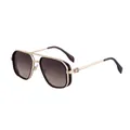 Gafas de sol cuadradas vintage doradas con cabeza de leopardo y lentes degradadas - Dorado/Degradado Gris Té