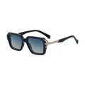 Lunettes de soleil homme monture carrée noire avec verres dégradés bleu gris - Style Noir Brillant Or Bleu Brun (C3)