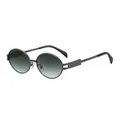 Oval retro sunglasses with gunmetal frames and green gradient lenses for a vintage look - C5 Gun Grey Green