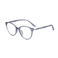 Translucent smoke gray TR90 cat-eye eyewear frame with silver metal hinge accents - Transparent Gray