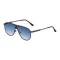 Classic pilot sunglasses with dark metal frames and blue gradient lenses on white background - Matte Gunmetal Gray Blue