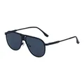 Classic aviator sunglasses with black double-bridge frame and dark grey lenses - Matte Black Gray