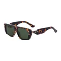 Flat top square tortoise shell sunglasses with green lenses and gold rivet accents - C5 Brown Tortoise Gold G15 Green
