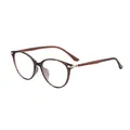 Translucent brown TR90 cat-eye optical frame with retro metal hinge detail - Honey Tea Color