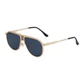 Classic pilot sunglasses with gold metal frame and dark gray lenses for men - Matte Gold Gray