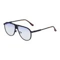 Classic black aviator sunglasses with gradient blue lenses and tortoise temple tips - Matte Black Blue Film