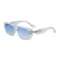 Square sunglasses with transparent frame and blue gradient lenses for fashion-forward men - C10 Transparent Silver Gradient Blue