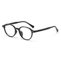Classic black oval full-rim optical frame J10026, 49mm retro eyewear for women - Bright Black