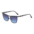 Occhiali da sole cat-eye in metallo nero con lenti viola sfumate e design a doppio ponte - Canna Di Fucile Opaco Grigio Blu (C3)
