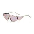 Cat eye sunglasses with champagne gold frame and pink purple mirror lenses - Shiny Gold Light Pink Mirror