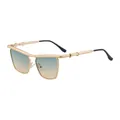 Fashion cat-eye sunglasses with gold metal frame and blue-yellow gradient lenses - Matte Gold Green Yellow (C6)