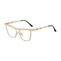 Men's fashion cat-eye sunglasses with gold metal frame and black temple tips - Matte Gold Clear (C8)