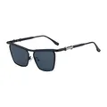 Fashion cat-eye sunglasses for men featuring a black metal frame and dark grey lenses - Matte Silver Black Gray (C10)
