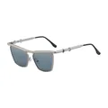 Champagne gold cat-eye sunglasses with blue lenses and metallic buckle temples - Matte Silver Light Mirror (C11)