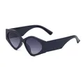 Chic black geometric oversized sunglasses with dark grey gradient lenses in a trendy style - Glossy Black Grey