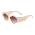Y2K nude pink geometric sunglasses with gradient brown lenses and gold metal accents - Jelly Orange Brown