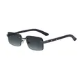 Rahmenlose quadratische Sonnenbrille mit grauem Farbverlauf und braunen Bügeln in Holzoptik - Matt Gunmetal Grau Grün
