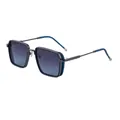 Gafas de sol retro para hombre con montura de metal gris y lentes degradadas azules - C6 Montura Gris Oscuro Lente Azul
